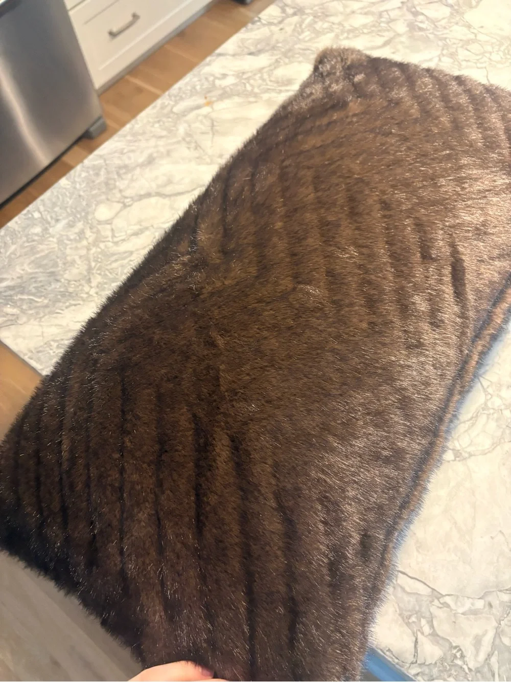 New Hunter Lux Faux Fur Accent large lumbar Pillow in Dark Brown
